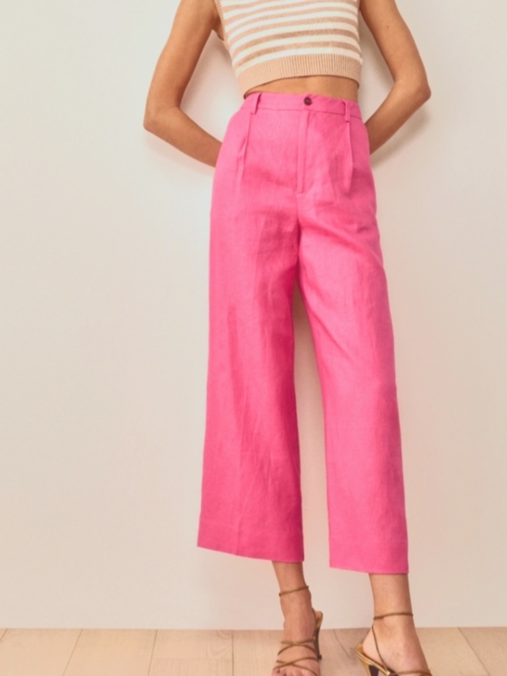Reformation Tommy Snapdragon Pink Linen Pants Size 6P
